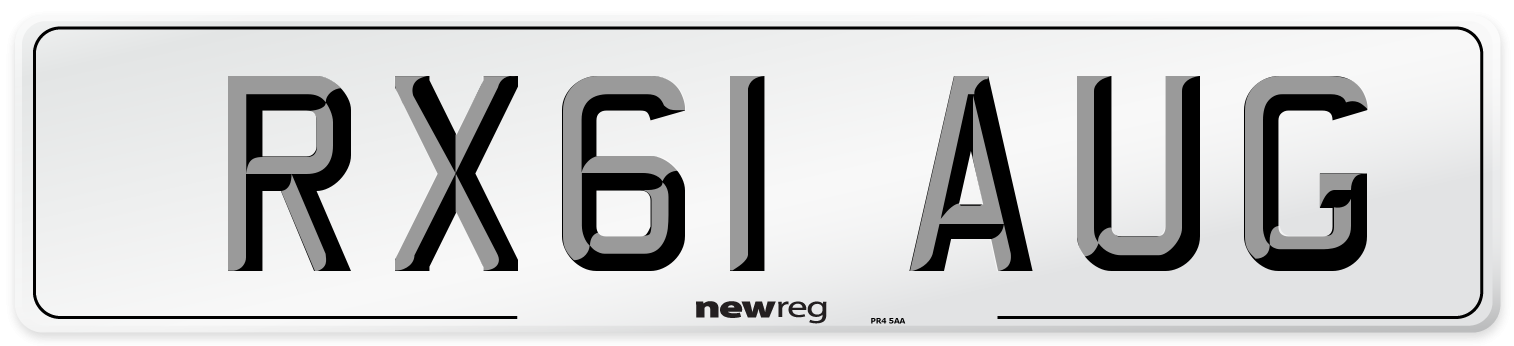 RX61 AUG Number Plate from New Reg